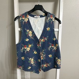 Floral jean vest